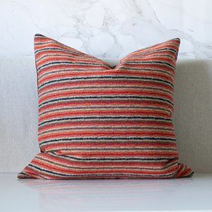 Orange and Brown Striped Wool Pillow Cover